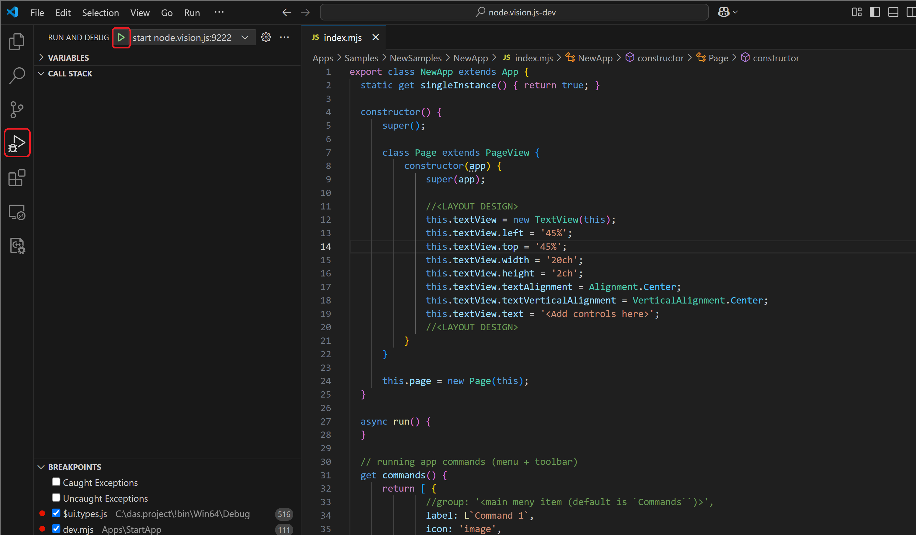 Start Debugger in VS Code
